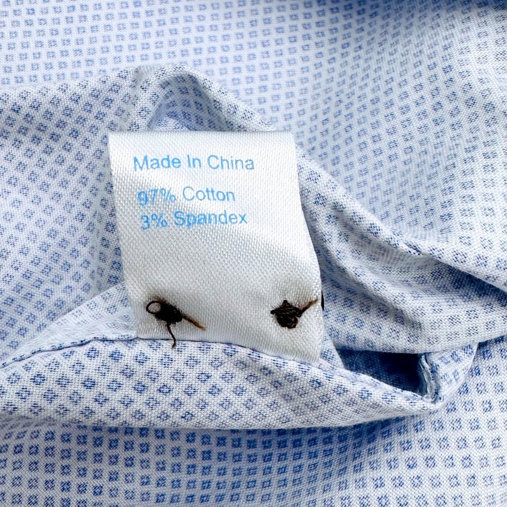 Twillory Untuckable Mens Blue White Geometric Tailored Fit Shirt Size M - Picture 4 of 9